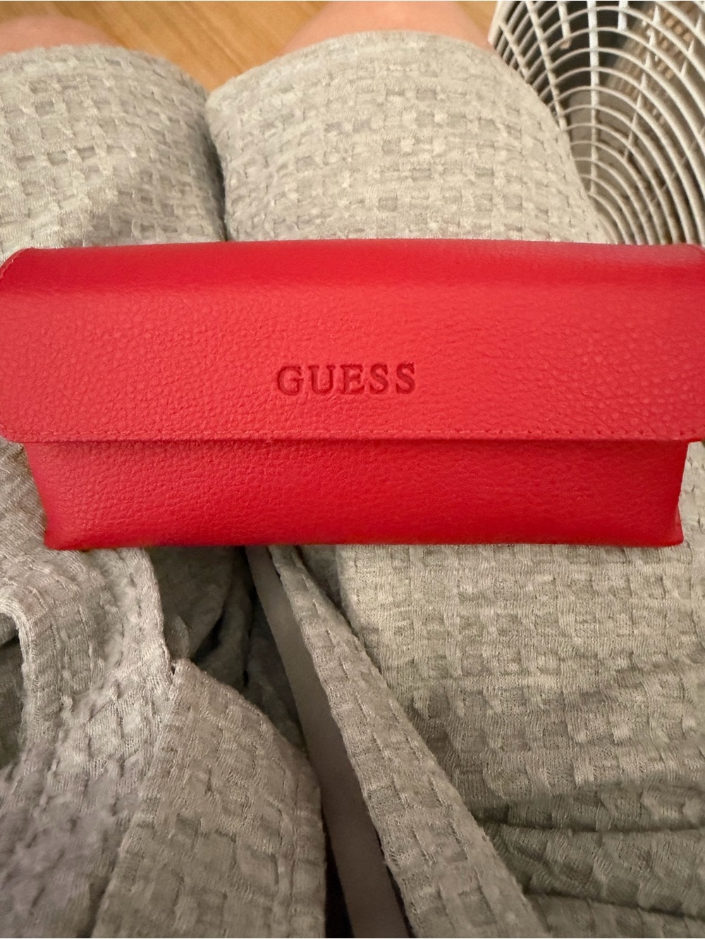 GUESS Red Foldover eyeglasses case with Embossed Logo